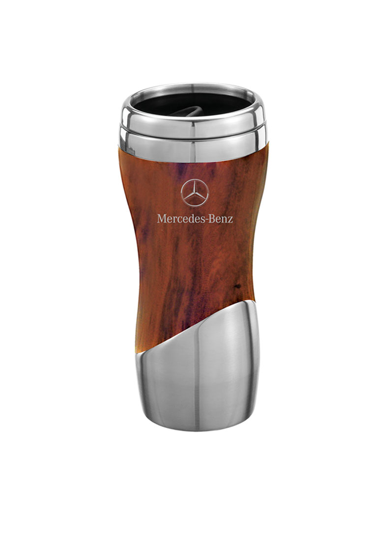 Mercedes Benz Double Wall Wood Grain & Stainless Steel Tumbler 